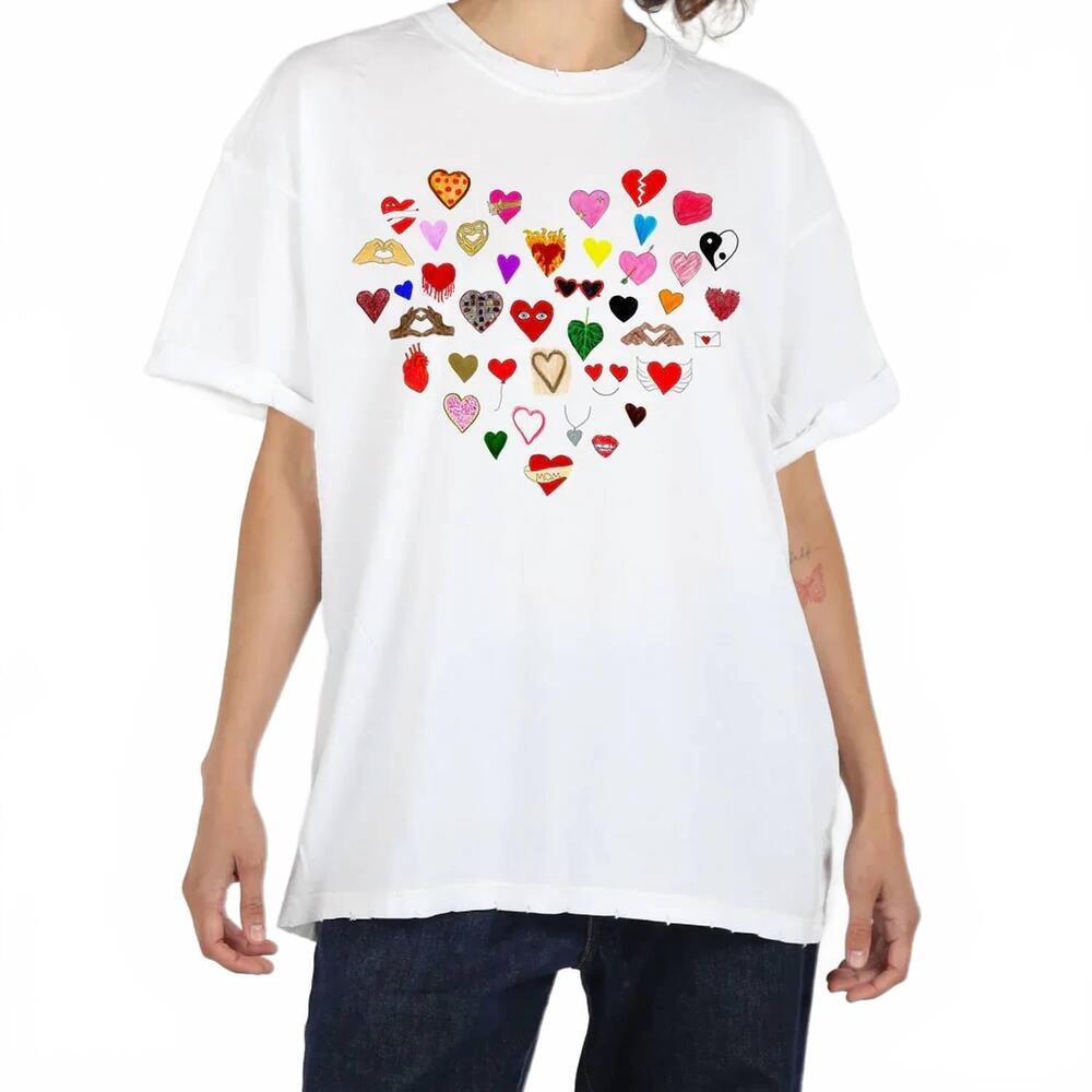 NEW UNFORTUNATE PORTRAIT hearts boyfriend tee in white